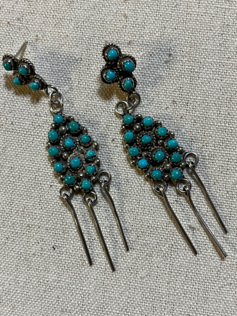 Native American Vintage Turquoise Dangle/ Chandelier Earrings